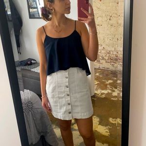 ann taylor loft white denim skirt